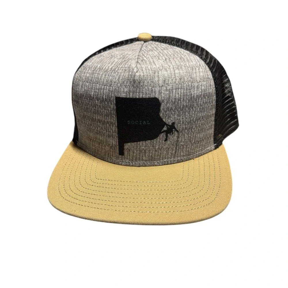 Prana Journeyman Flat Brim Trucker‎ Hat NWT Nomad Climber Mesh Gray Sustainable